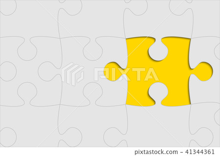 One Yellow Background Puzzle Piece. Puzzle. - Stock Illustration