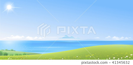 Sea landscape with green hills 41345632