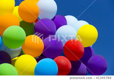 Background of a set of colored balloons on the sky Background of a set of colored balloons on the sky 41345769