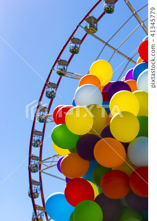 Background of a set of colored balloons on the sky Background of a set of colored balloons on the sky 41345779