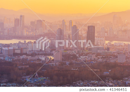 Sunset at Seoul City Skyline,South Korea 41346451