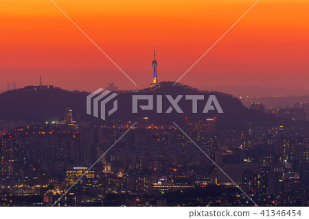 Sunset at Seoul City Skyline,South Korea 41346454