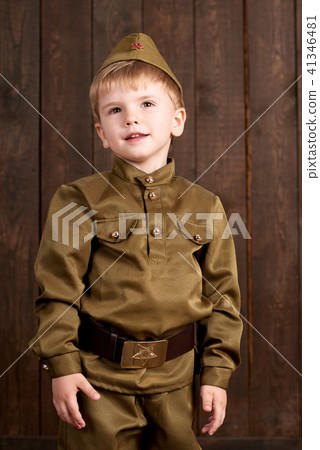 childr are soldier in retro military uniform  41346481
