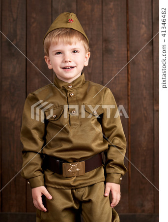 childr are soldier in retro military uniform  41346482