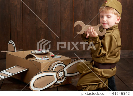 childr are soldier in retro military uniform childr are soldier in retro military uniform 41346542