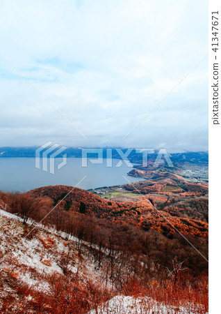 Hokkaido Usuzan mountain forest and lake Toya 41347671