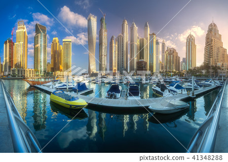 Day view of sea bay with yachts Dubai Marina, UAE 41348288
