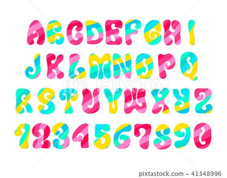 Vintage hippie alphabet on white. 41348996