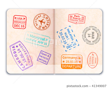 open foreign passport with immigration stamps open foreign passport with immigration stamps 41349007
