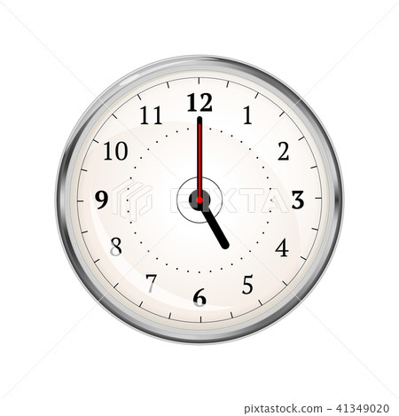 Realistic clock face showing 05-00 on white Realistic clock face showing 05-00 on white 41349020