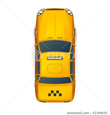Top view of bright yellow realistic taxi car Top view of bright yellow realistic taxi car 41349035