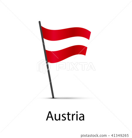 Austria flag on pole, infographic element on white Austria flag on pole, infographic element on white 41349265