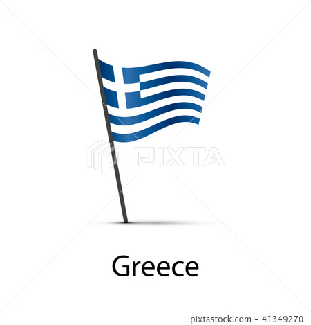 Greece flag on pole, infographic element on white Greece flag on pole, infographic element on white 41349270