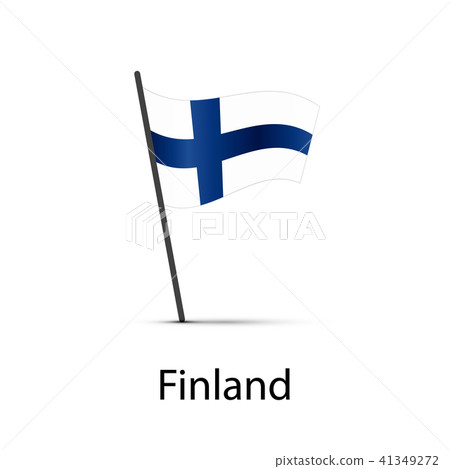 Finland flag on pole, infographic element on white Finland flag on pole, infographic element on white 41349272