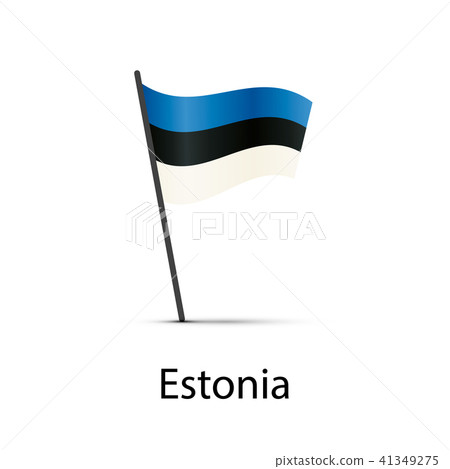Estonia flag on pole, infographic element on white Estonia flag on pole, infographic element on white 41349275