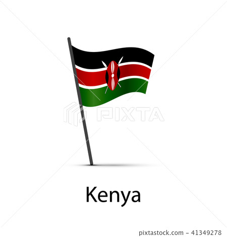 Kenya flag on pole, infographic element on white Kenya flag on pole, infographic element on white 41349278