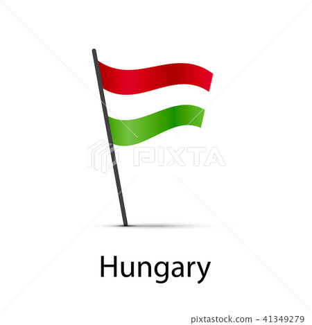 Hungary flag on pole, infographic element on white Hungary flag on pole, infographic element on white 41349279