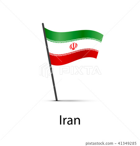 Iran flag on pole, infographic element on white Iran flag on pole, infographic element on white 41349285
