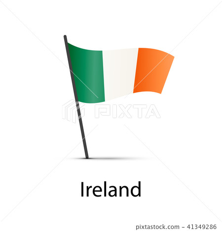 Ireland flag on pole, infographic element on white Ireland flag on pole, infographic element on white 41349286