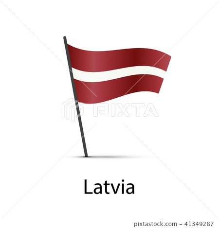 Latvia flag on pole, infographic element on white Latvia flag on pole, infographic element on white 41349287