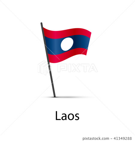 Laos flag on pole, infographic element on white 41349288