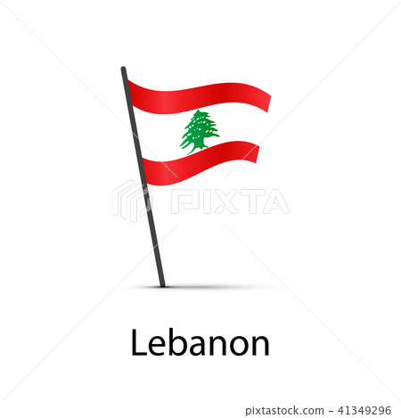 Lebanon flag on pole, infographic element on white Lebanon flag on pole, infographic element on white 41349296
