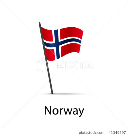 Norway flag on pole, infographic element on white 41349297