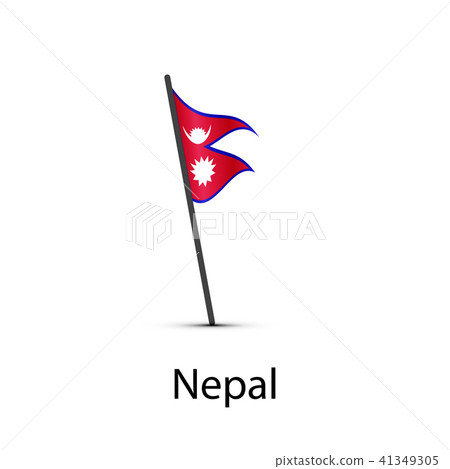 Nepal flag on pole, infographic element on white Nepal flag on pole, infographic element on white 41349305