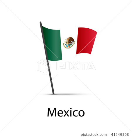Mexico flag on pole, infographic element on white Mexico flag on pole, infographic element on white 41349308