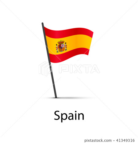 Spain flag on pole, infographic element on white Spain flag on pole, infographic element on white 41349316