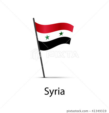 Syria flag on pole, infographic element on white Syria flag on pole, infographic element on white 41349319