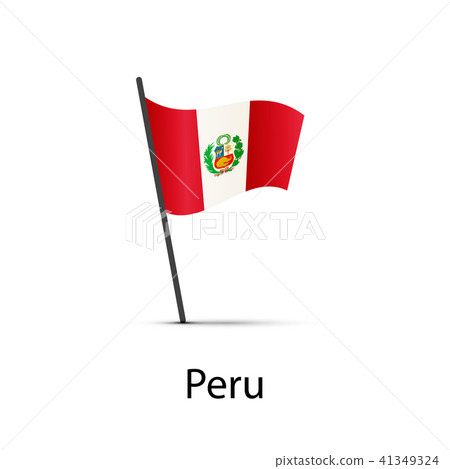 Peru flag on pole, infographic element on white 41349324