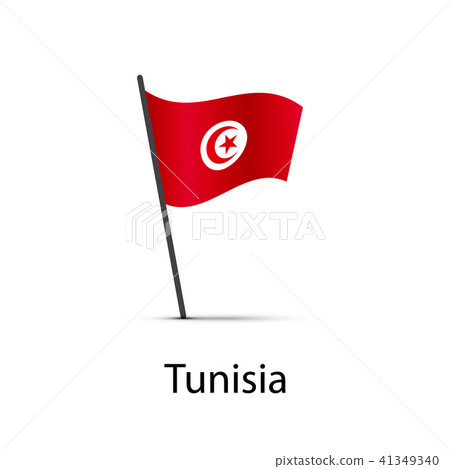 Tunisia flag on pole, infographic element on white 41349340