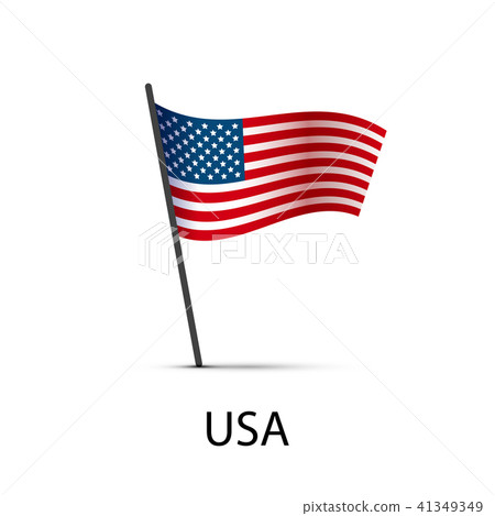 USA flag on pole, infographic element on white USA flag on pole, infographic element on white 41349349