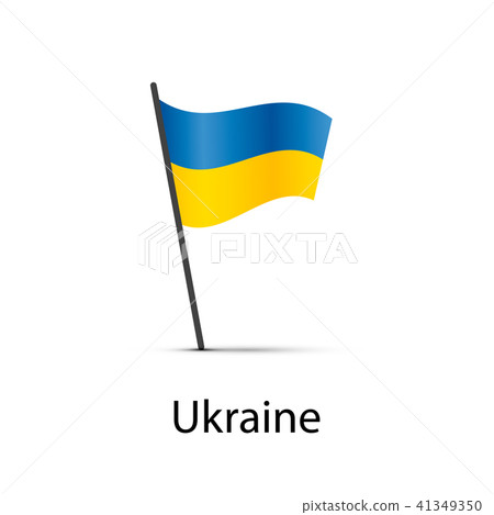 Ukraine flag on pole, infographic element on white Ukraine flag on pole, infographic element on white 41349350