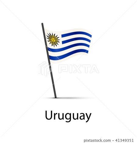 Uruguay flag on pole, infographic element on white Uruguay flag on pole, infographic element on white 41349351
