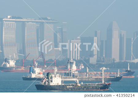 cargo ships and city of singapore 41350214