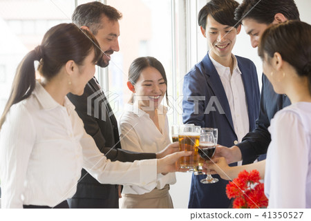 Businessman Large Group Party Mass Business Beer Party People Wineglass People Suit Company Worker 41350527
