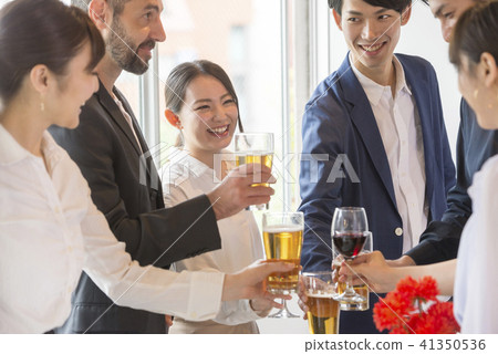 Businessman Large Group Party Mass Business Beer Party People Wineglass People Suit Company Worker 41350536