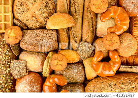 Top view of bread. Healthy food background. 41351487