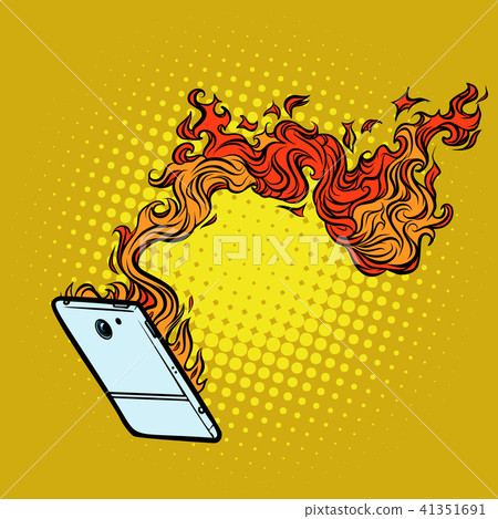 smartphone flames. destruction of technology smartphone flames. destruction of technology 41351691