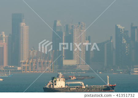 freighters and port and city of singapore 41351732