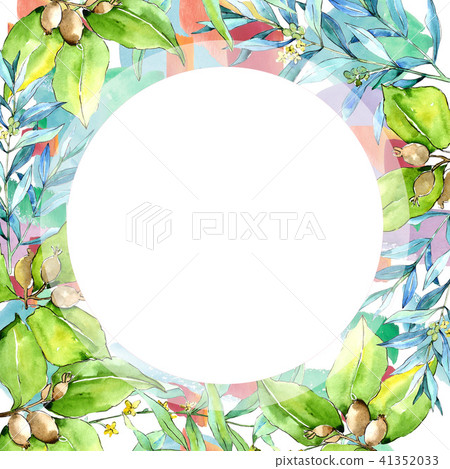 Green elaeagnus leaves. Leaf plant botanical garden floral foliage. Frame border ornament square. Green elaeagnus leaves. Leaf plant botanical garden floral foliage. Frame border ornament square. 41352033