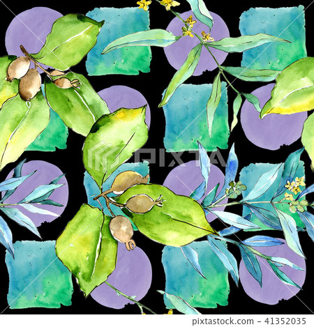 Green elaeagnus leaves. Leaf plant botanical garden floral foliage. Seamless background pattern. Green elaeagnus leaves. Leaf plant botanical garden floral foliage. Seamless background pattern. 41352035