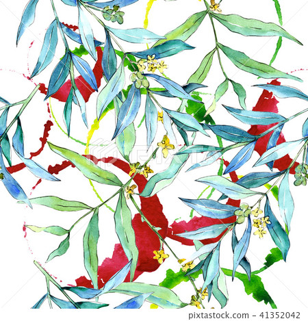 Green elaeagnus leaves. Leaf plant botanical garden floral foliage. Seamless background pattern. Green elaeagnus leaves. Leaf plant botanical garden floral foliage. Seamless background pattern. 41352042