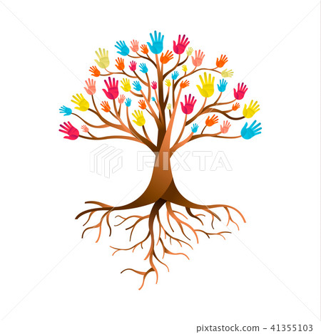 People hand tree for diversity teamwork 41355103