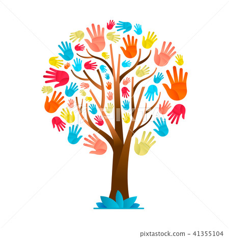 Colorful hand tree for cultural diversity team 41355104