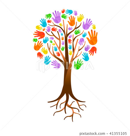 Color hand tree for diverse community help Color hand tree for diverse community help 41355105