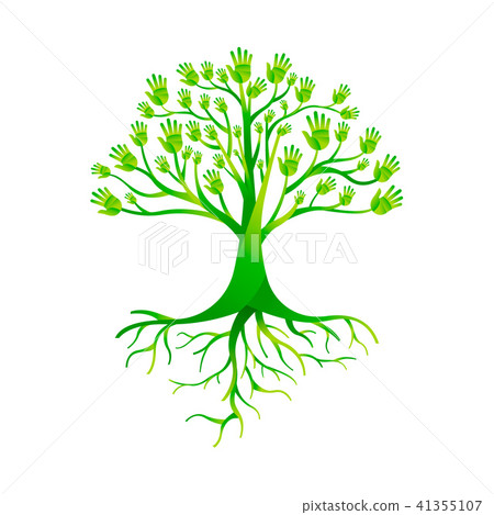 Green hand tree for nature help group 41355107
