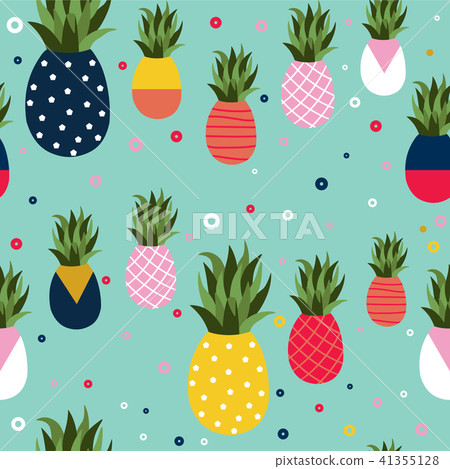 Pineapple fruit retro background pattern art 41355128